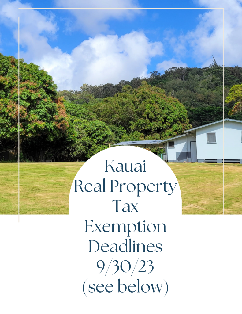 Kauai real property Tax Exemptions